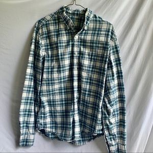 J Crew Plaid Blue Button Down Shirt size M